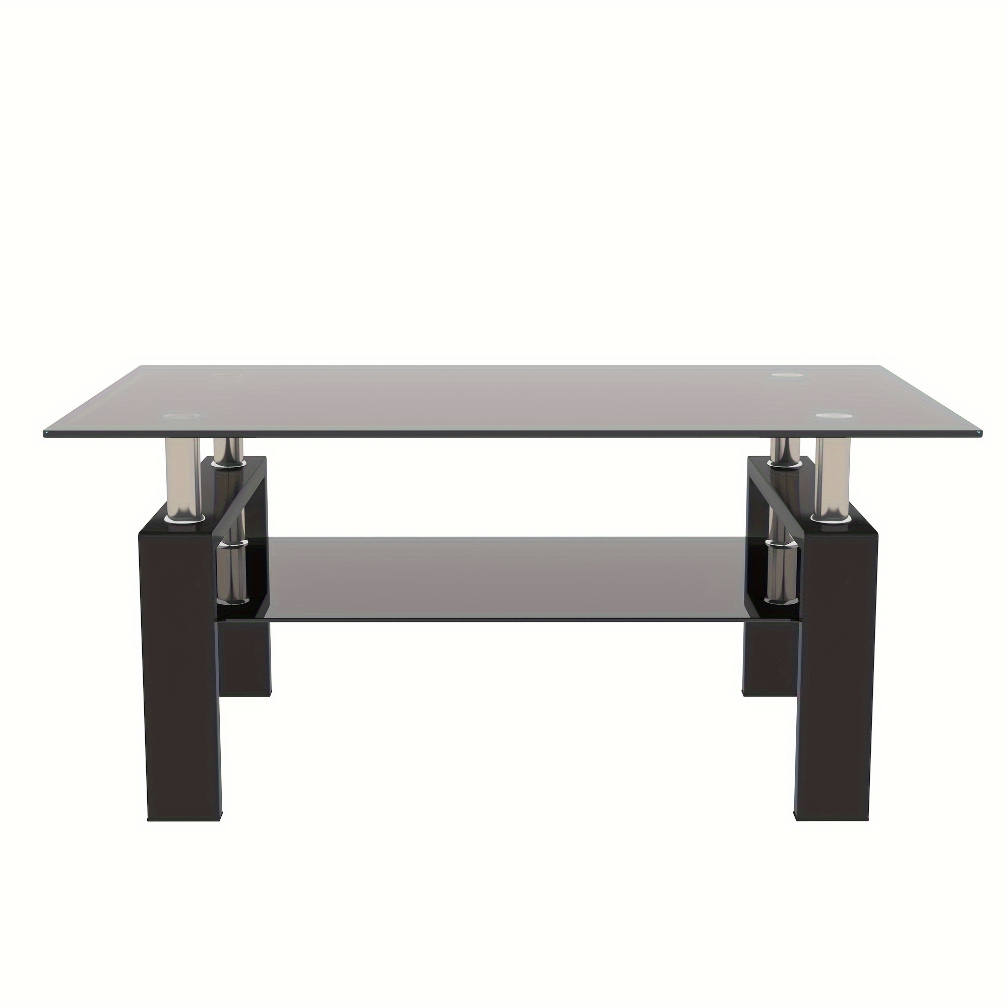 rectangle glass coffee table for living room rectangle clear coffee table for home office or conversation leisure occasions rectangle glass cocktail table metal leg black details 6