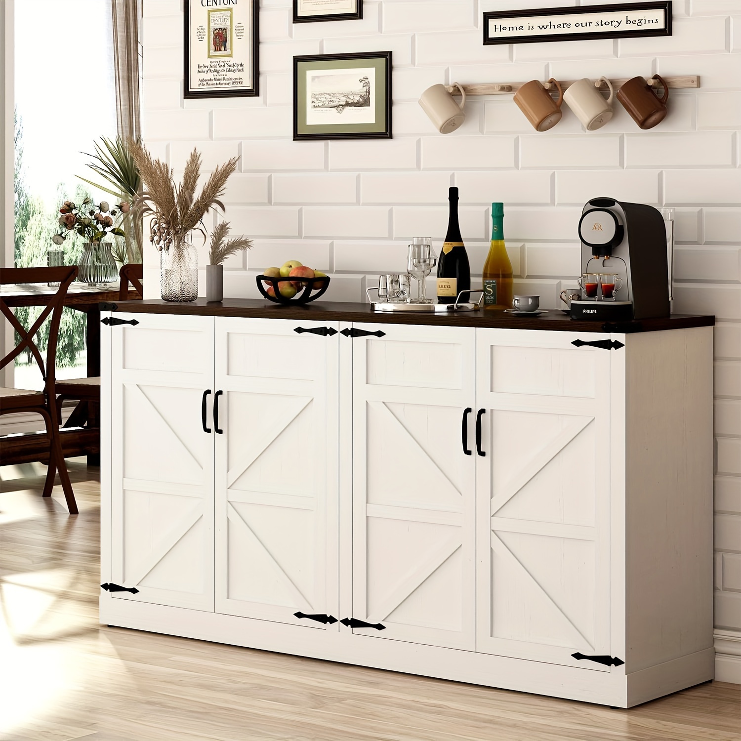 65 sideboard buffet cabinet with storage kitchen sideboard cabinet with adjustable shelves wooden coffee bar storage cabinet buffet table for kitchen dining room details 0