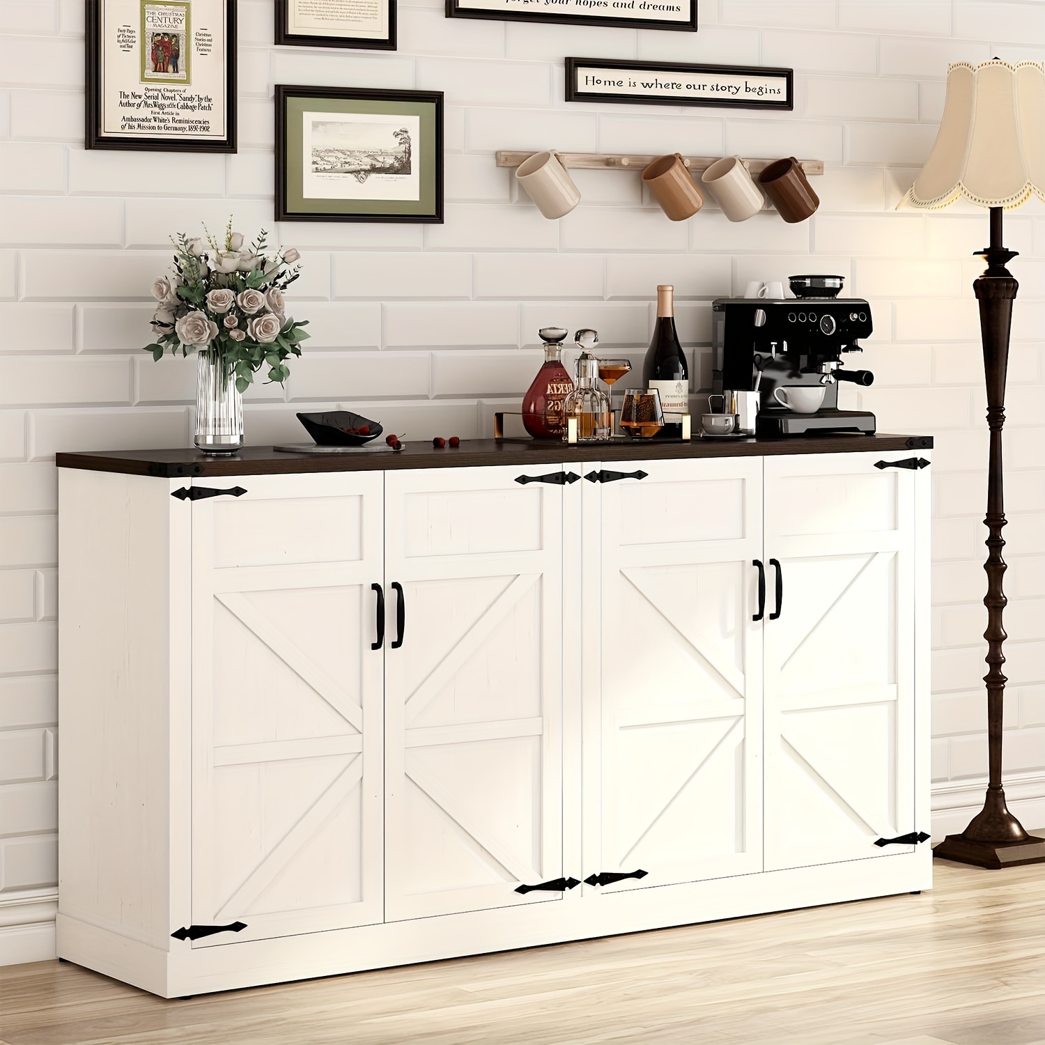 65 sideboard buffet cabinet with storage kitchen sideboard cabinet with adjustable shelves wooden coffee bar storage cabinet buffet table for kitchen dining room details 2