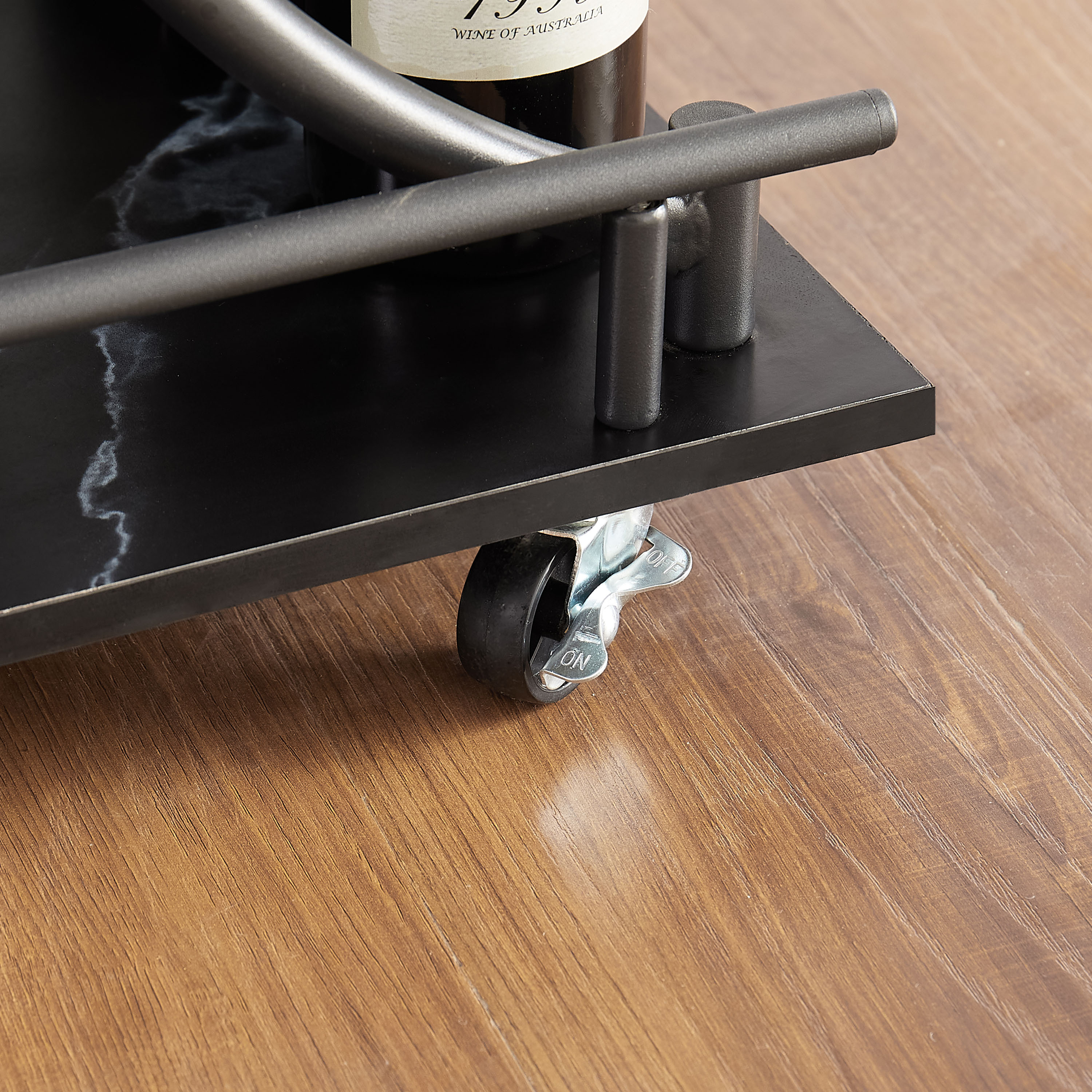 black 2 tier rolling kitchen cart industrial style mobile rolling wine cart for kitchen beverage bar cart with wine rack and glass holder movable drink trolley for living room dinning room details 3