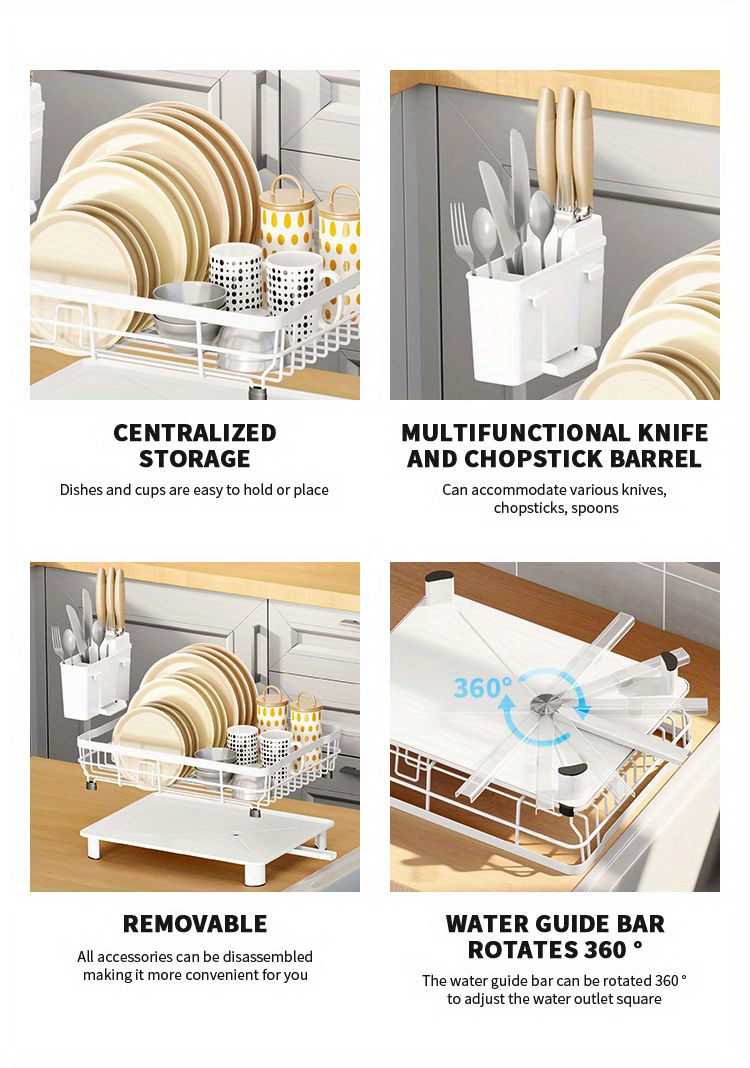 1 pc large dish drying rack dish racks for kitchen counter dish drainer organizer with utensil holder   drying rack with drain board kitchen accessories details 1