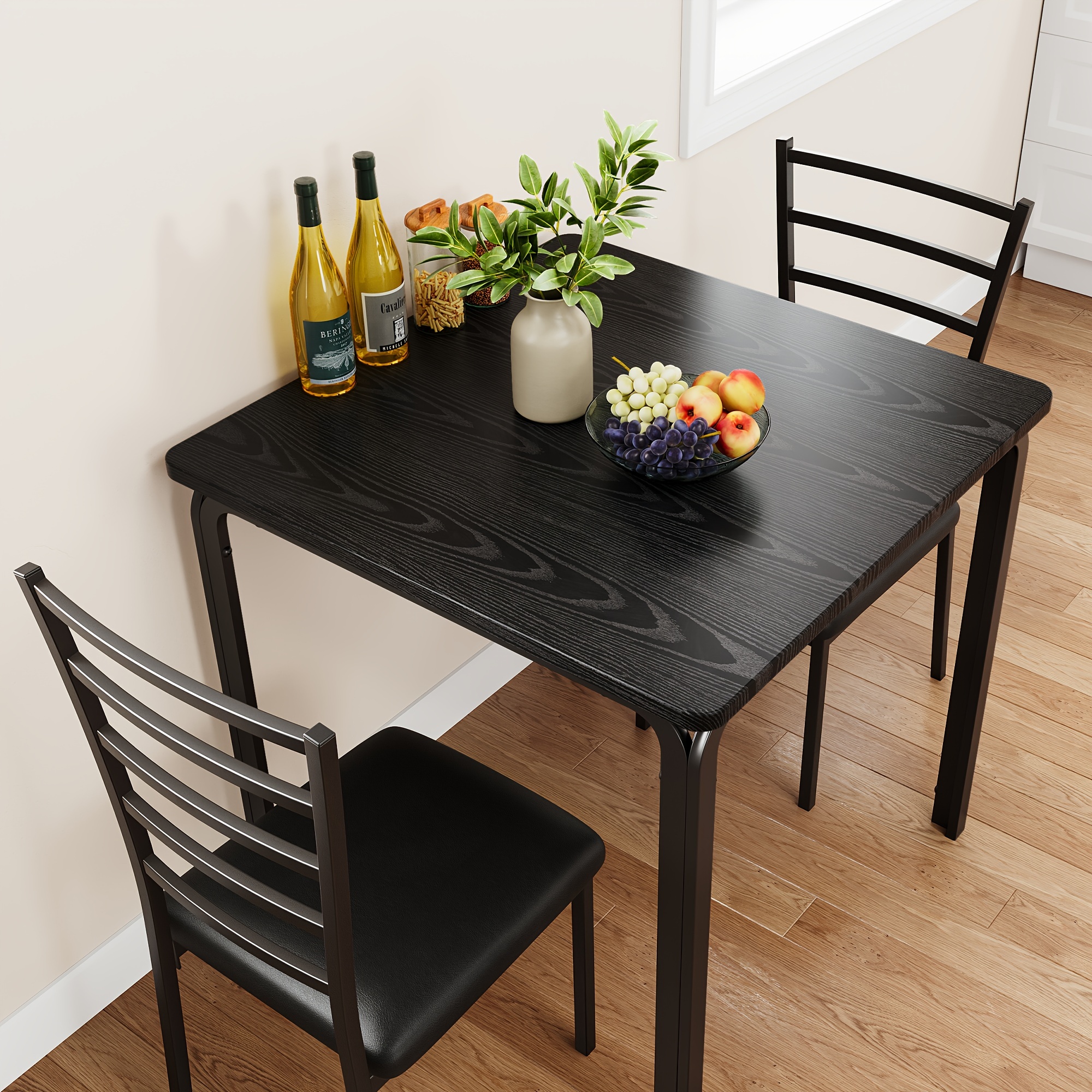 dining small kitchen dinner table set for saving wood modern dinette with upholstered dining room furniture for apartment home office small space 3 piece details 0