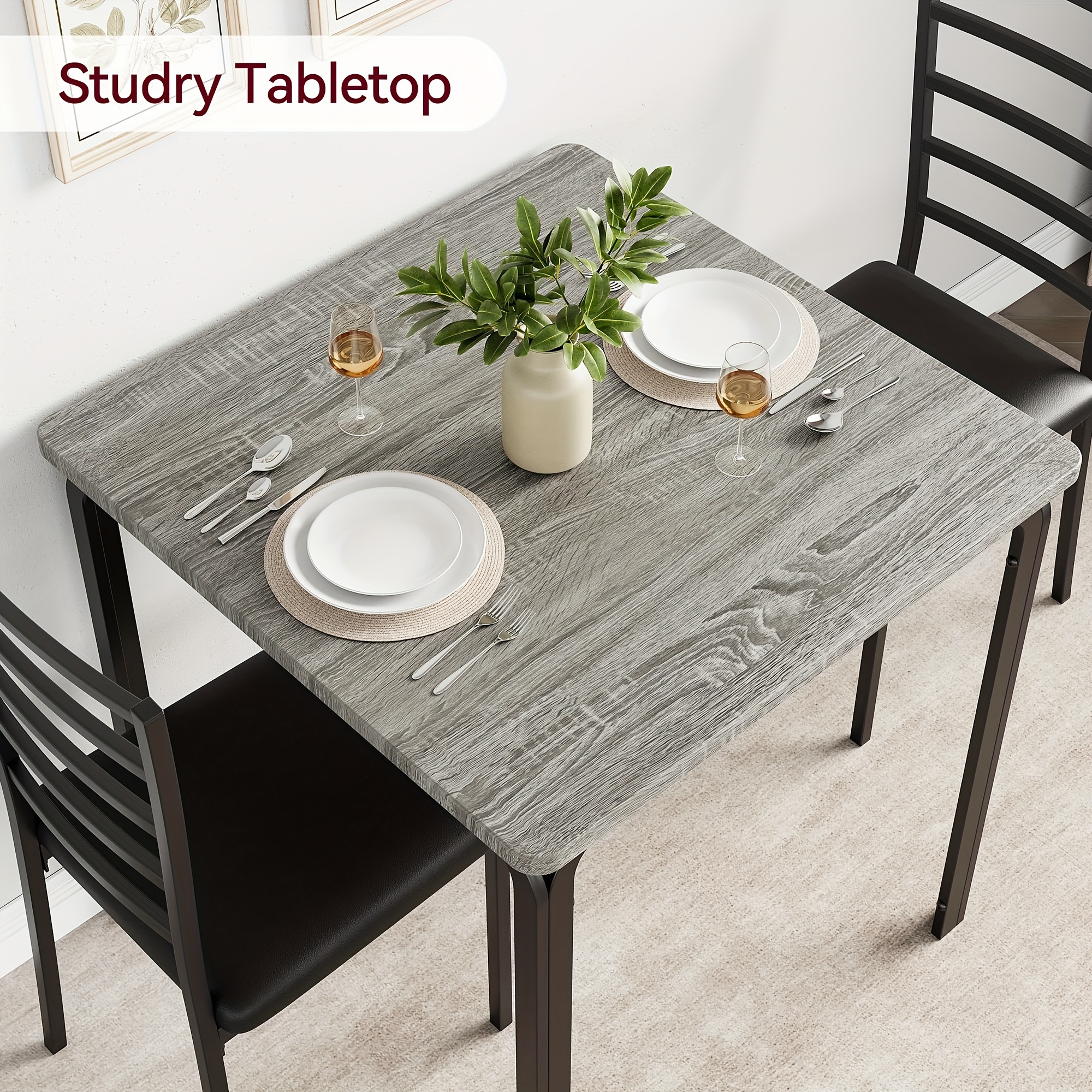 dining small kitchen dinner table set for saving wood modern dinette with upholstered dining room furniture for apartment home office small space 3 piece details 1