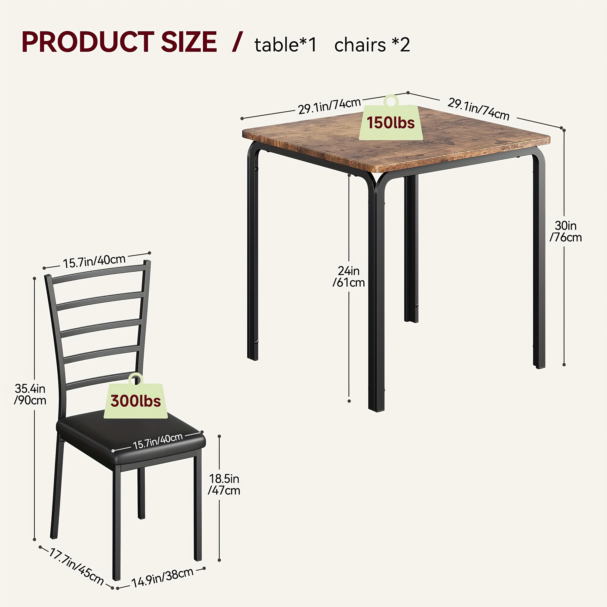 dining small kitchen dinner table set for saving wood modern dinette with upholstered dining room furniture for apartment home office small space 3 piece details 6