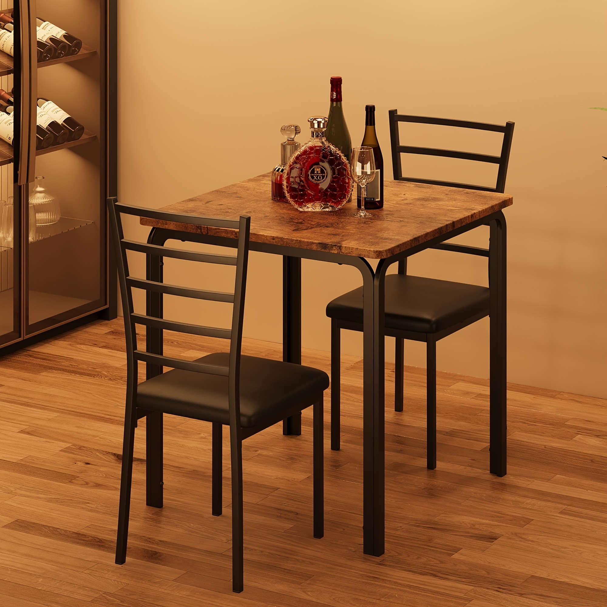 dining small kitchen dinner table set for saving wood modern dinette with upholstered dining room furniture for apartment home office small space 3 piece details 8