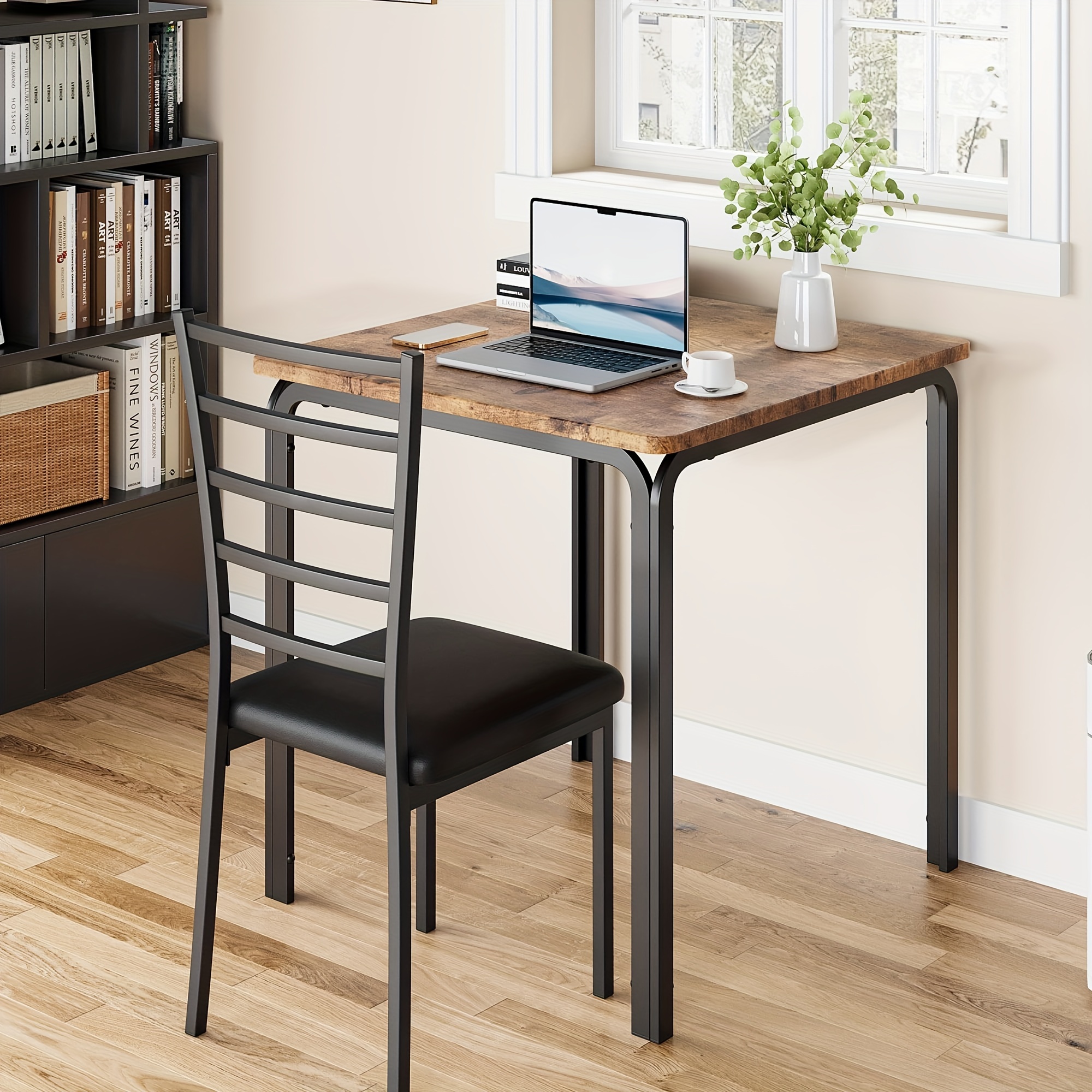 dining small kitchen dinner table set for saving wood modern dinette with upholstered dining room furniture for apartment home office small space 3 piece details 9